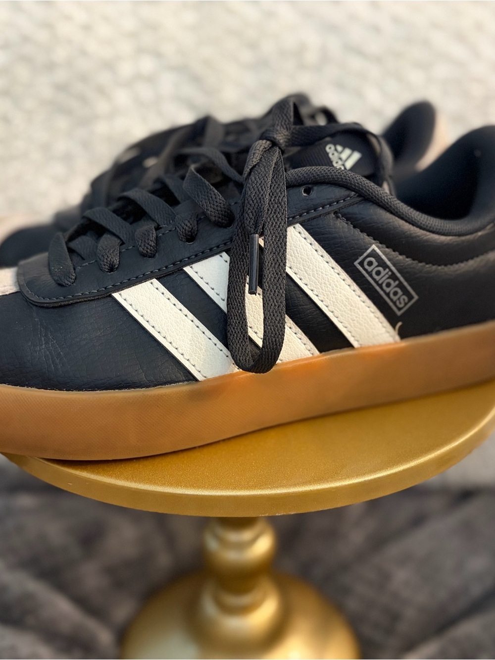 adidas Black Trainer with White Accents